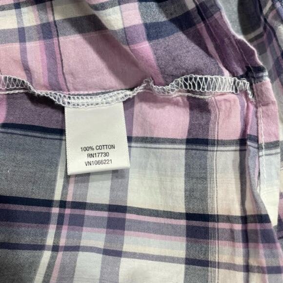 Merona Lavender Pink Plaid Button Down Collared Shirt Size Extra Large - Picture 5 of 7